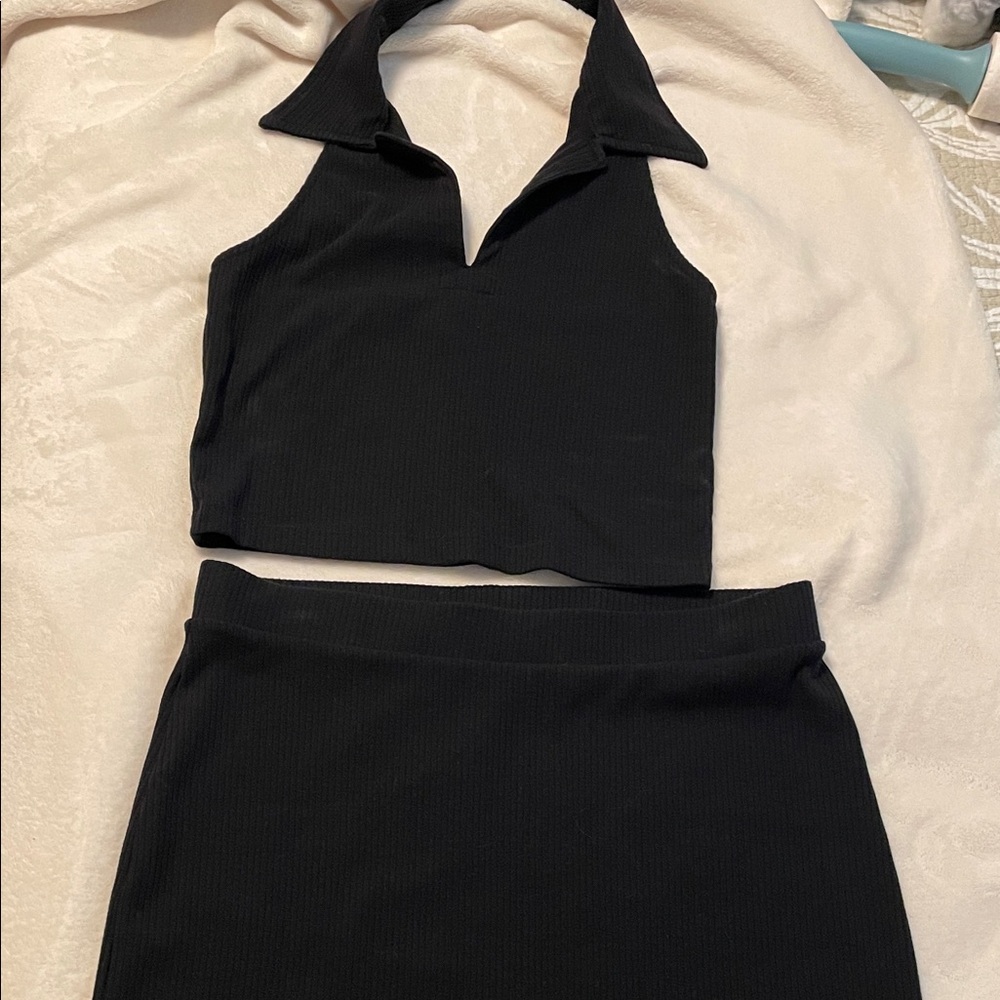 Stylish Black Mini Skirt Set for Women